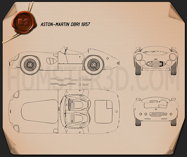 Aston Martin DBR1 1957 Disegno Tecnico