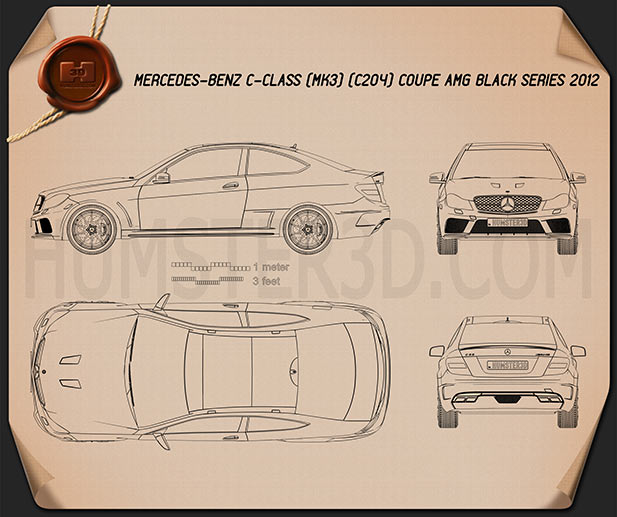 Mercedes-Benz C-class 63 AMG Coupe Black Series 2012 Blueprint