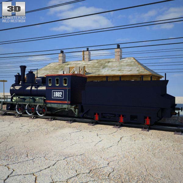 Wild West RailStation with Train Modèle 3D