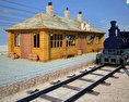 Wild West RailStation with Train 3D模型