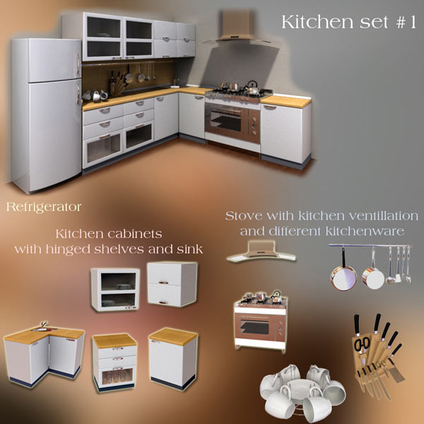 Kitchen Furniture Set 3D model