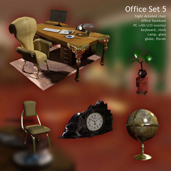Office Set 05 Modelo 3d