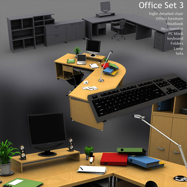 Office Set 3 Modelo 3d