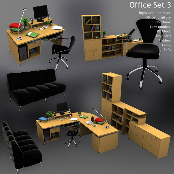 Office Set 3 Modelo 3d
