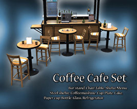 Coffee Cafe Set 3D 모델 