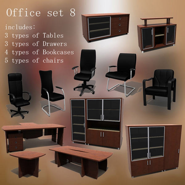 Office Set 08 3D 모델 