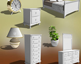 Conjunto de mobiliário de quarto 06 Modelo 3d