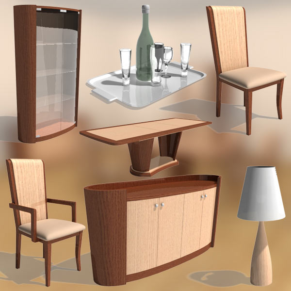 Dining Room 2 Set 3D-Modell