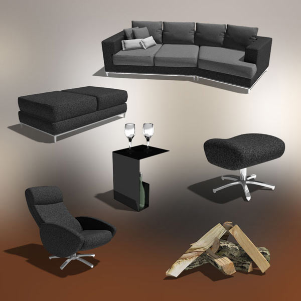 Living Room 03 Set 3D-Modell