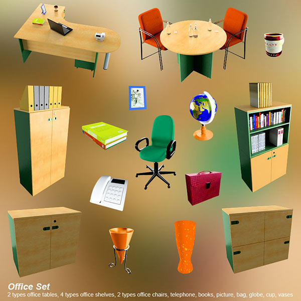 Office Set 18 Modello 3D