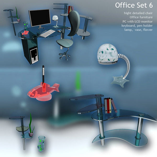 Office Set 6 Modello 3D