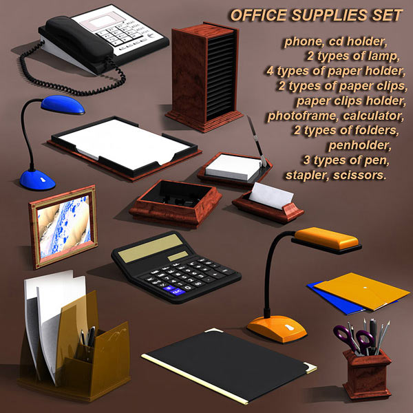 Office Supplies Set Modello 3D