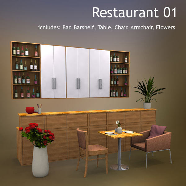 レストラン 01 3Dモデル