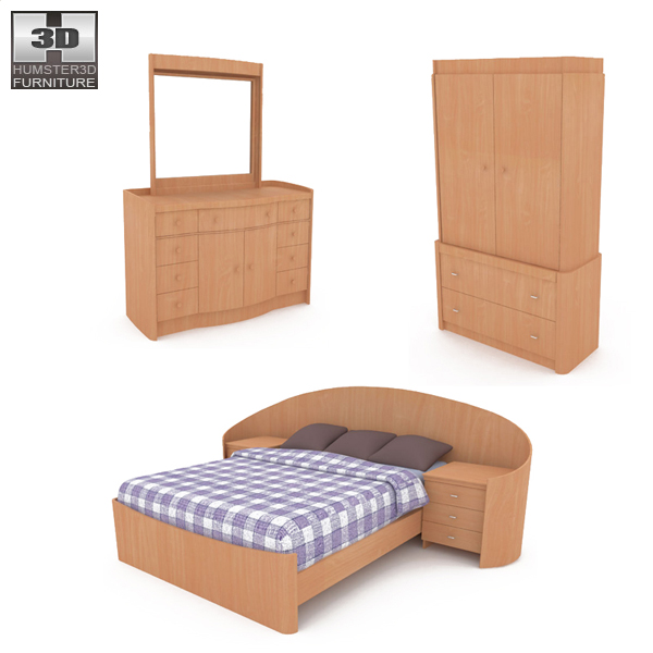 Bedroom furniture set 16 3d model
