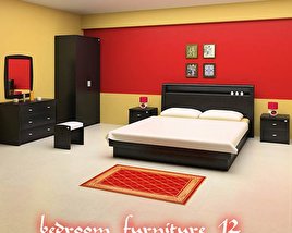 Bedroom furniture set 12 3D model