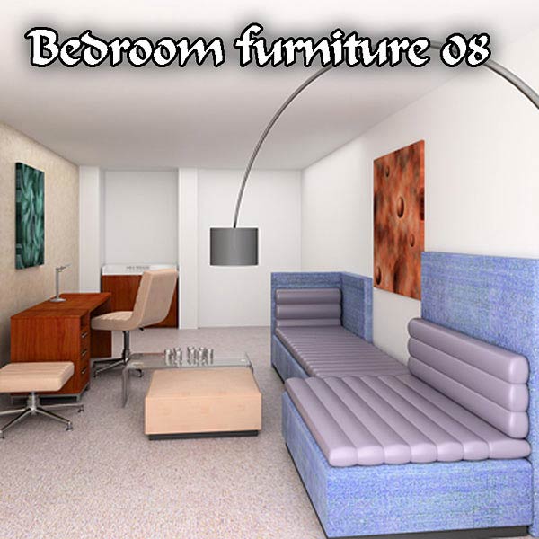 Bedroom furniture set 08 3D model
