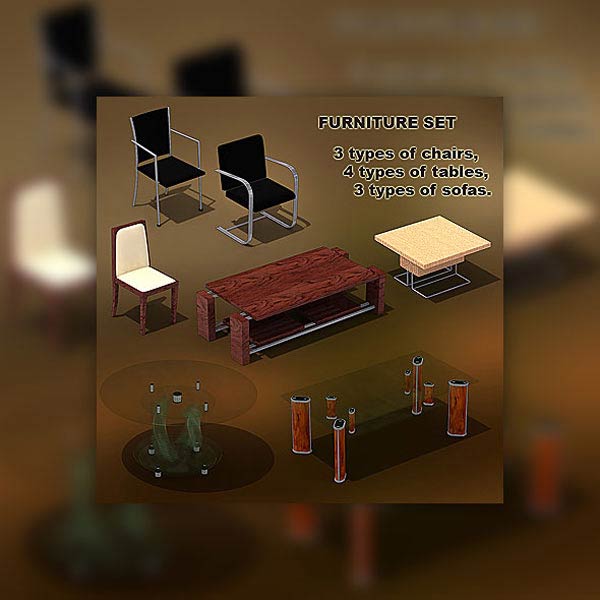 Furniture Set 01 3D model