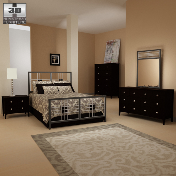 Bedroom furniture set 17 3D model