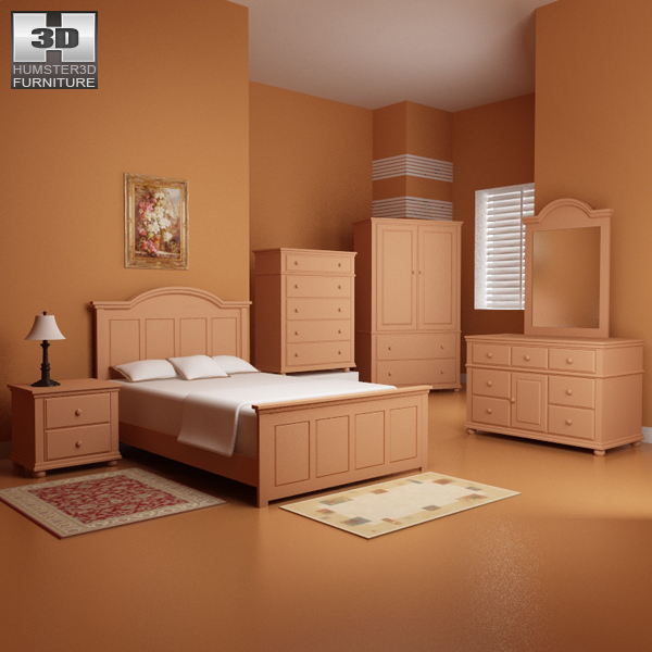 Bedroom furniture set 18 3d model