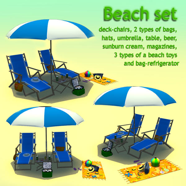 Beach Set 3D 모델 