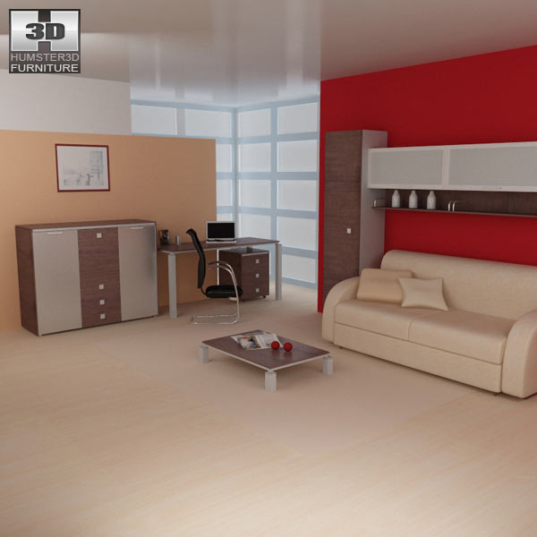 Living Room Furniture 10 Set 3D 모델 