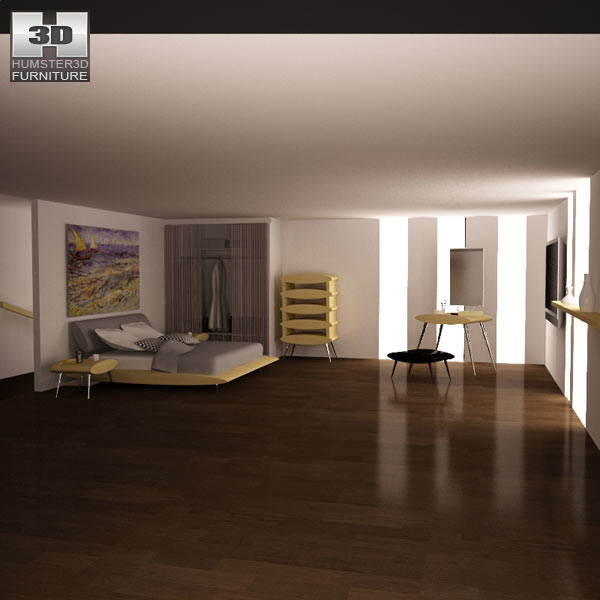 Bedroom furniture set 27 3d model