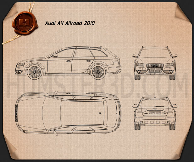 Audi A4 Allroad Quattro 2010 Blaupause