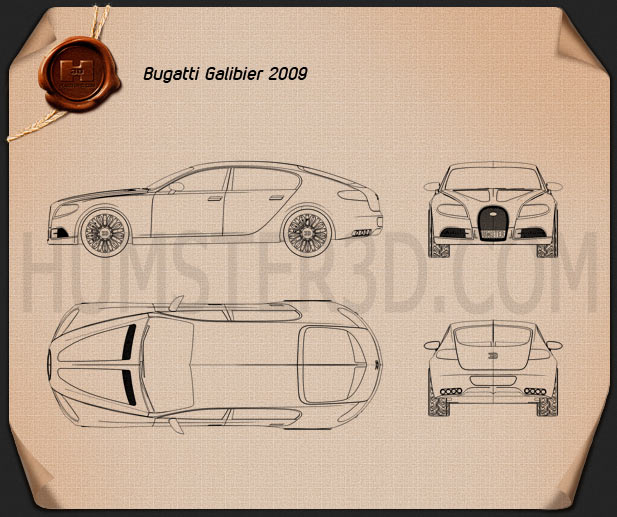 Bugatti Galibier 2009 테크니컬 드로잉