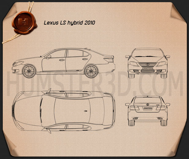 Lexus LS (XF40) 600h 2010 테크니컬 드로잉