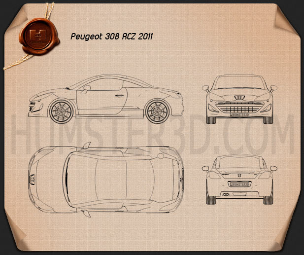 Peugeot 308 RCZ 2011 Blueprint