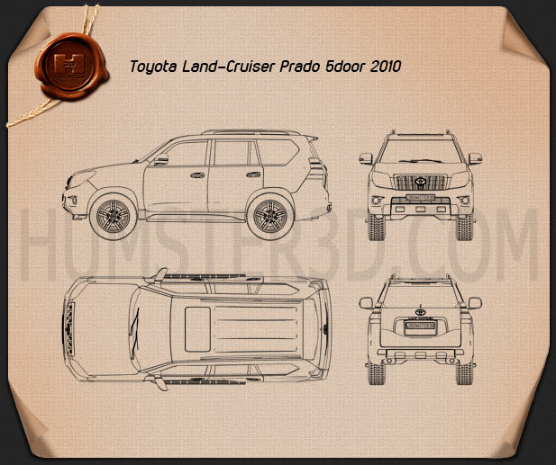 Toyota Land Cruiser Prado 5-Türer 2010 Blaupause