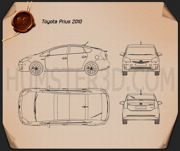 Toyota Prius 2010 테크니컬 드로잉