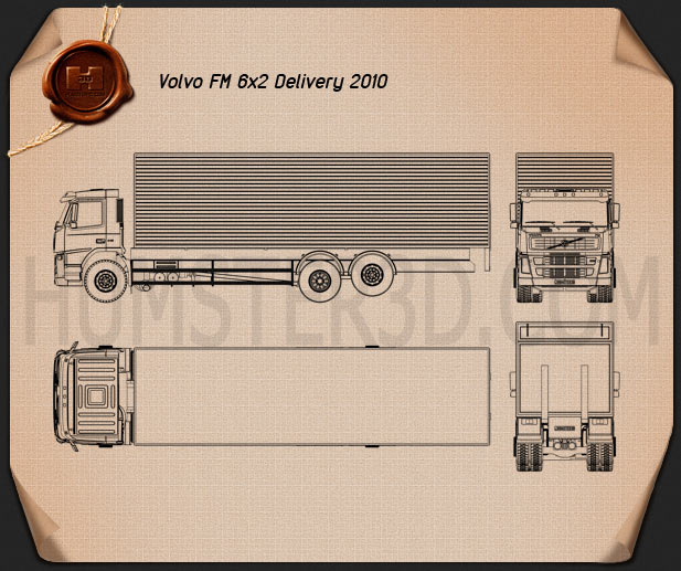 Volvo Truck 6×2 Delivery Disegno Tecnico