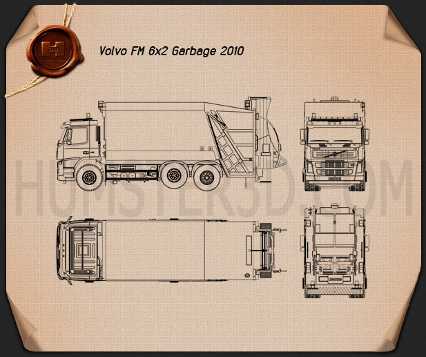 Volvo Truck 6×2 Garbage 2010 Blueprint