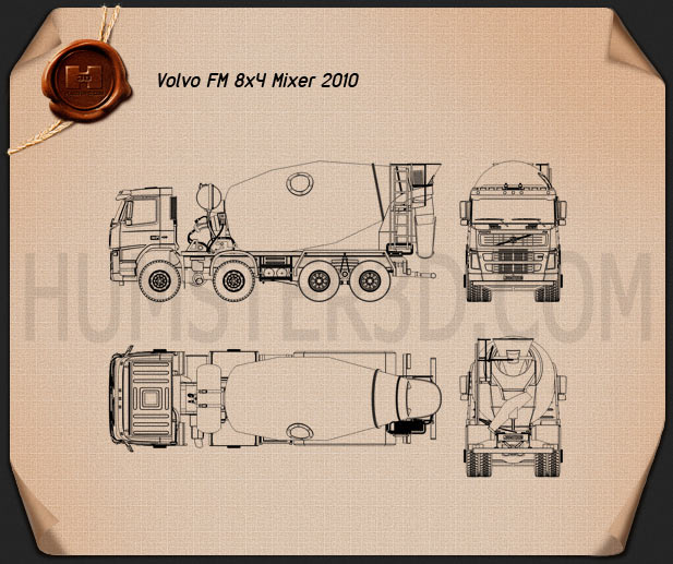 Volvo Truck 8×4 混凝土搅拌车 2010 蓝图
