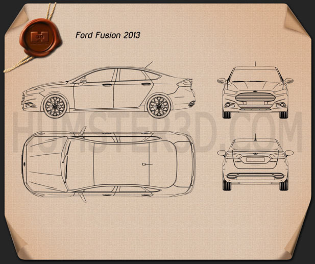 Ford Fusion (Mondeo) 2013 테크니컬 드로잉