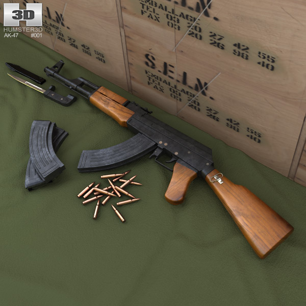 AK-47 with bayonet 3D 모델 