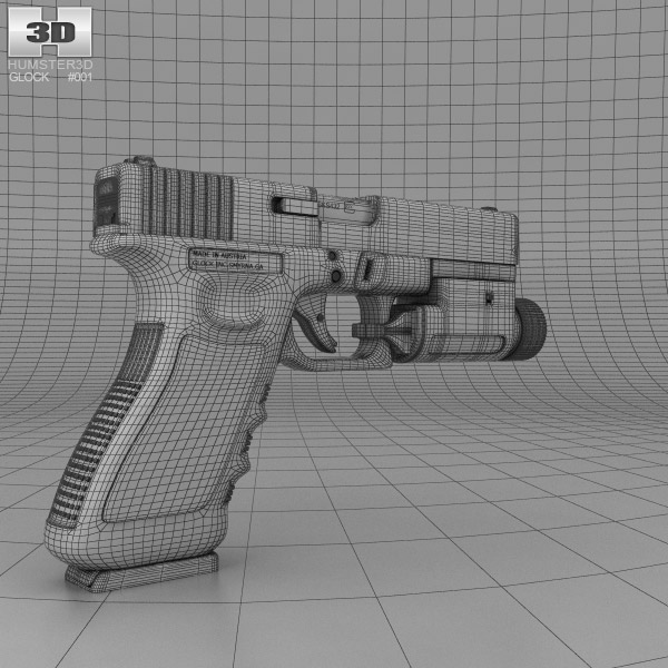 3D model of Glock 17 with Flashlight.