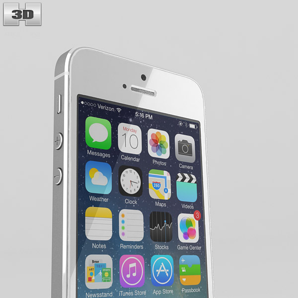 Apple Iphone 5s Silver White 3d Model Electronics On Hum3d