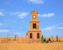Wild West RailStation Tower 04 Set Modelo 3d