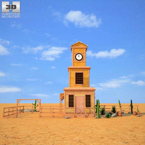Wild West RailStation Tower 04 Set Modèle 3D