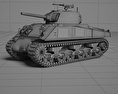 M4雪曼戰車 3D模型 wire render