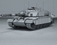 挑战者2坦克 3D模型 wire render