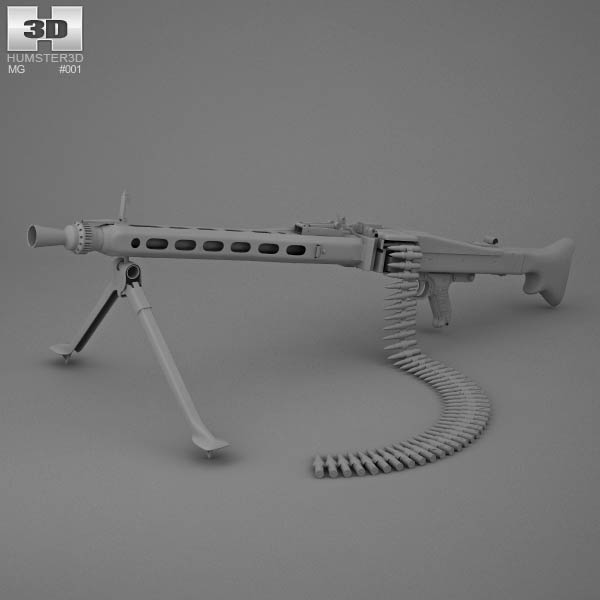 Rheinmetall MG3 machine gun 3D model - Weapon on Hum3D