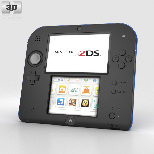 Nintendo 2DS Nero + Blue Modello 3D