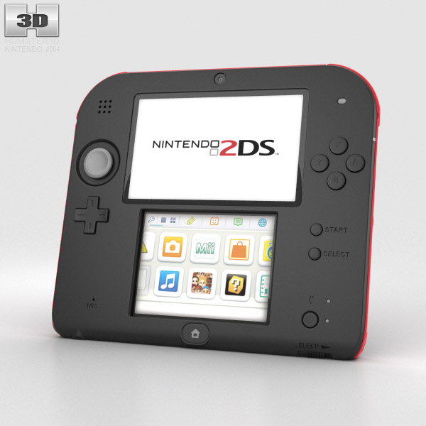 Nintendo 2DS Black + Red 3D model