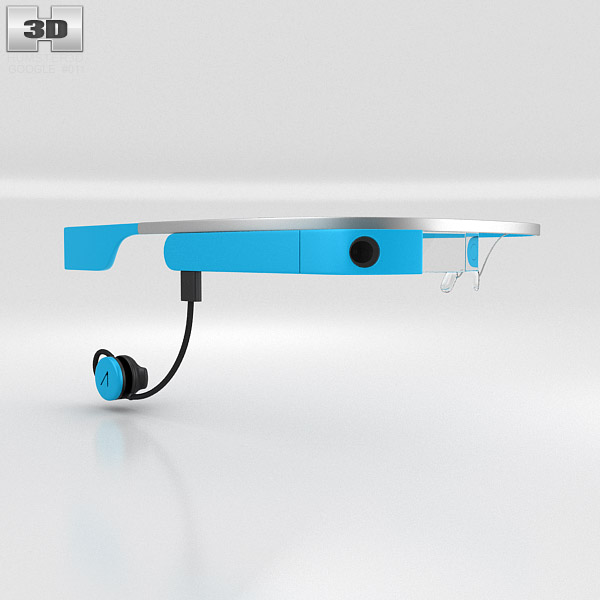 Google Glass with Mono Earbud Sky 3D model