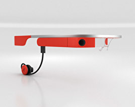 Google Glass with Mono Earbud Tangerine 3D model