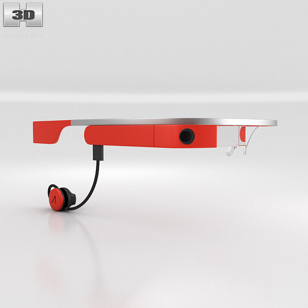 Google Glass with Mono Earbud Tangerine 3d model