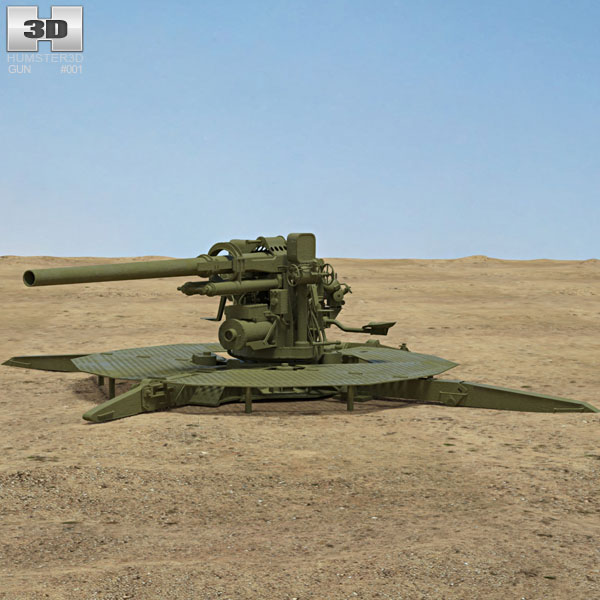 90 mm Gun M1 Modèle 3D
